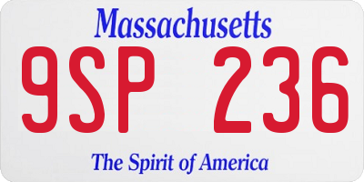 MA license plate 9SP236