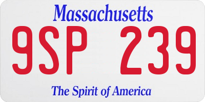 MA license plate 9SP239