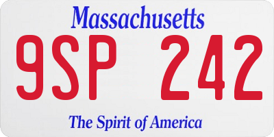 MA license plate 9SP242