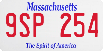 MA license plate 9SP254