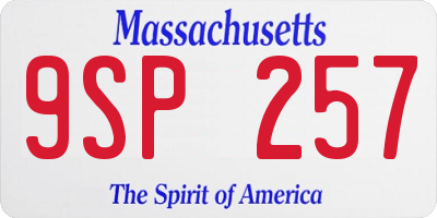 MA license plate 9SP257