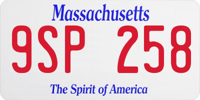 MA license plate 9SP258