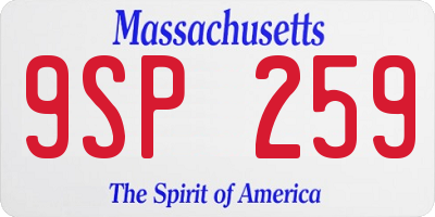 MA license plate 9SP259