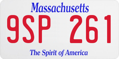 MA license plate 9SP261