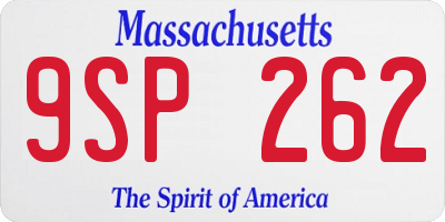 MA license plate 9SP262