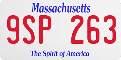 MA license plate 9SP263
