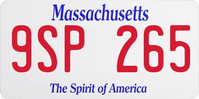 MA license plate 9SP265