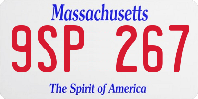MA license plate 9SP267