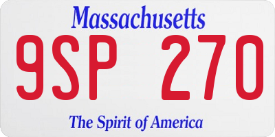 MA license plate 9SP270
