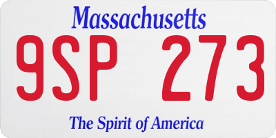 MA license plate 9SP273