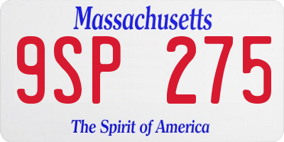 MA license plate 9SP275