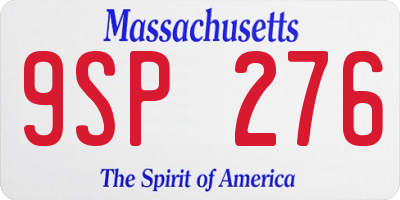 MA license plate 9SP276