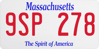 MA license plate 9SP278