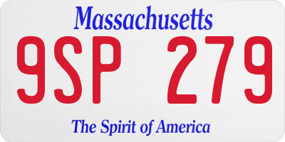 MA license plate 9SP279
