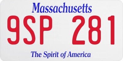 MA license plate 9SP281