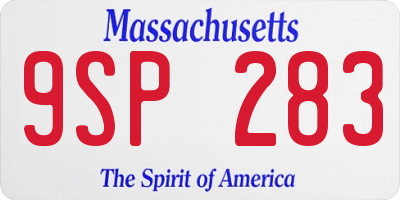 MA license plate 9SP283