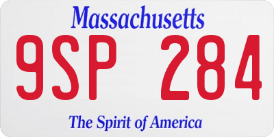 MA license plate 9SP284