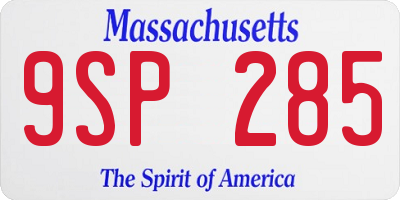 MA license plate 9SP285
