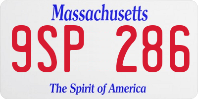 MA license plate 9SP286