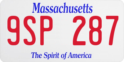 MA license plate 9SP287
