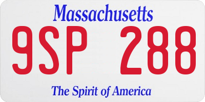 MA license plate 9SP288