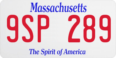 MA license plate 9SP289