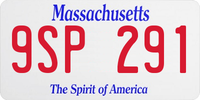 MA license plate 9SP291