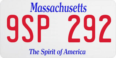 MA license plate 9SP292