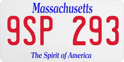 MA license plate 9SP293
