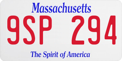 MA license plate 9SP294