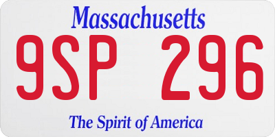 MA license plate 9SP296
