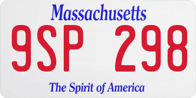 MA license plate 9SP298