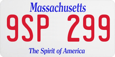 MA license plate 9SP299