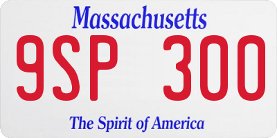 MA license plate 9SP300