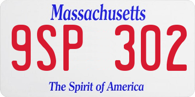 MA license plate 9SP302