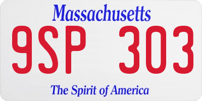 MA license plate 9SP303