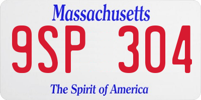 MA license plate 9SP304