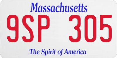 MA license plate 9SP305