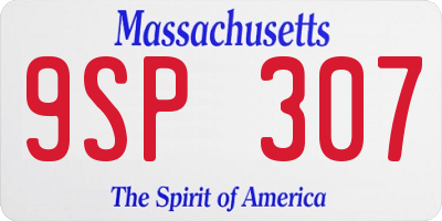 MA license plate 9SP307