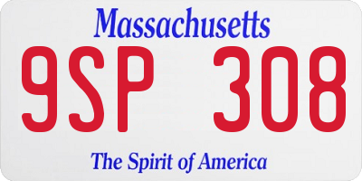 MA license plate 9SP308