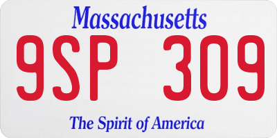 MA license plate 9SP309