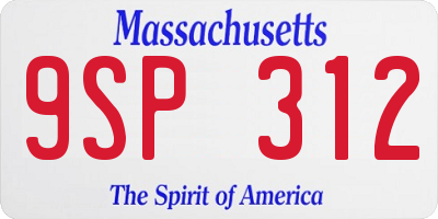 MA license plate 9SP312