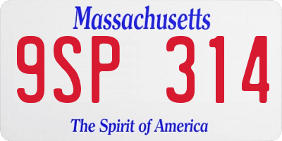 MA license plate 9SP314