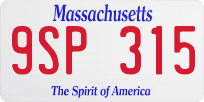 MA license plate 9SP315