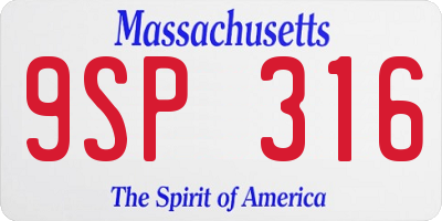 MA license plate 9SP316