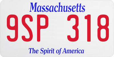MA license plate 9SP318