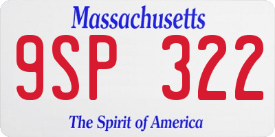 MA license plate 9SP322