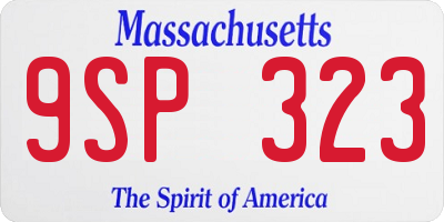 MA license plate 9SP323