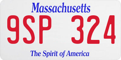 MA license plate 9SP324