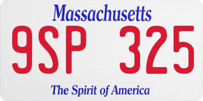 MA license plate 9SP325